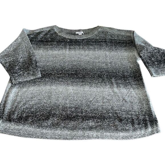 Croft & Barrow Gray Combo 3/4 Sleeve Ombre Stripe Boatneck Sweater Top Ladies 1X - Picture 1 of 10
